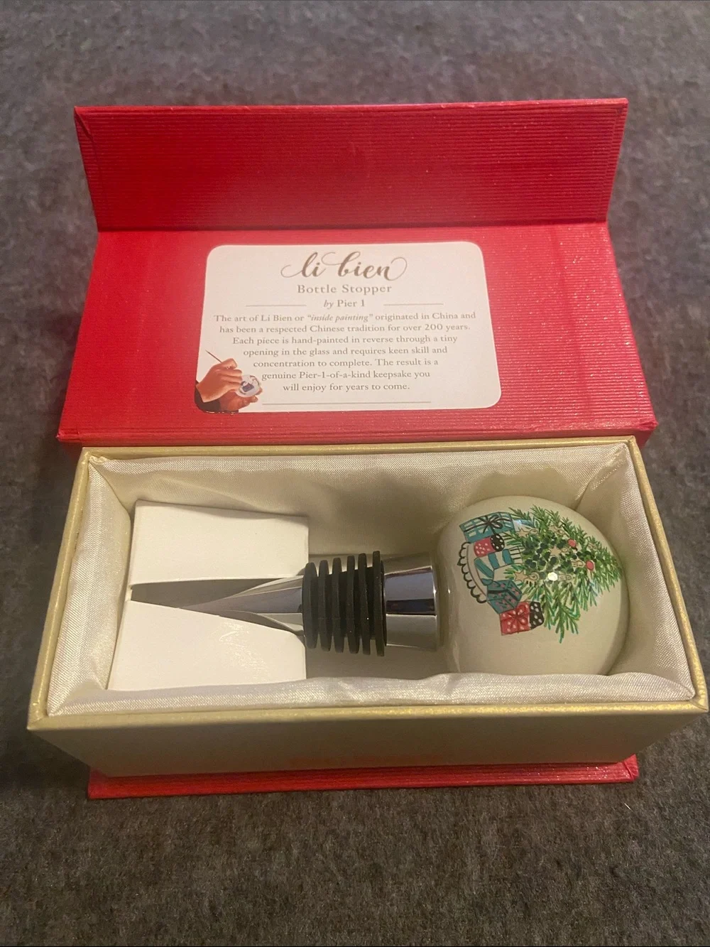 Pier 1 Imports Li Bien Christmas Bottle Stopper